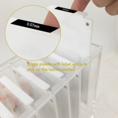 Organizator Magic Box transparent cu 9 palete lungi pentru extensii gene, depozitare extensii gene si palete magnetice