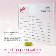 Paleta dubla cu piatra jad, suport pentru extensii gene, 7-15mm, cu loc special pentru piatra jad, Acrylic