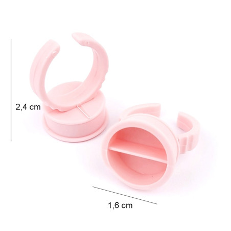 Inel cu separator  Roz pentru adeziv, pentru extensii gene, Set 10 buc.