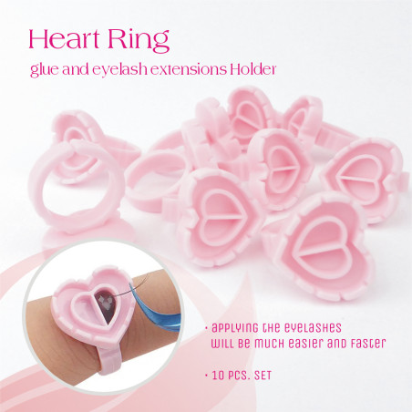 Heart Glue Ring - for eyelash extensions, 10 pcs