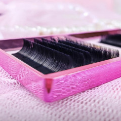 0.07 C Glossy Blossom, extensii gene easy fanning, mega volume lashes, negru usor lucios