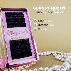 0.07 D Glossy Queen, extensii gene one by one, negru intens, usor lucios, 12 linii