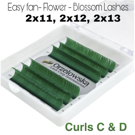 0.07 Easy Fan lashes, Volum, Blossom flower - Verde
