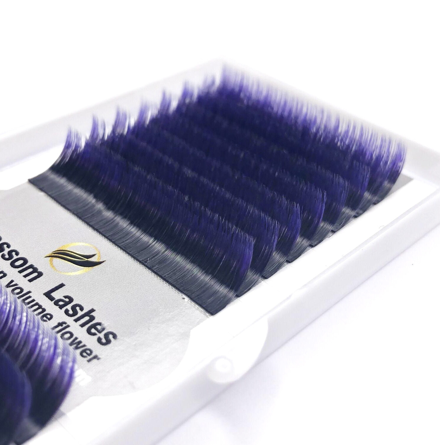 Extensiones de pestañas ombre Blossom, morado y negro, curvatura B, C, D y L, 0.07