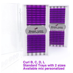 B,C,D,L  0.07 Extension ciglia Blossom, malva, 0.07, per volume, Easy Fan