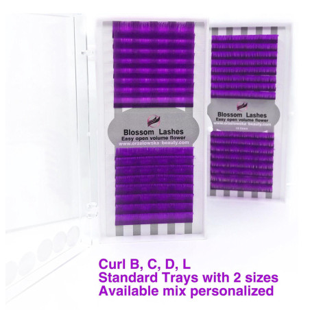 B,C,D,L  0.07 Extension ciglia Blossom, malva, 0.07, per volume, Easy Fan