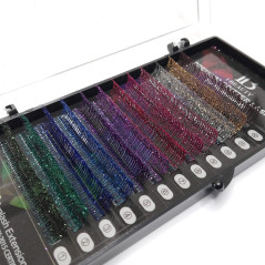 Eyelashes with glitter mix colors iBeauty, Premium Glitter, 0.15mm