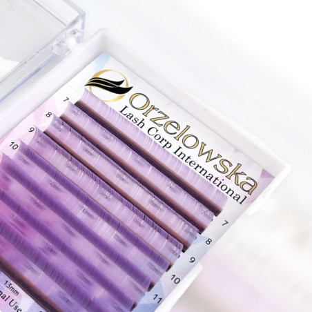 0.07 CC - Lila - Violet deschis, Extensii gene colorate pastel, cutie cu 8 linii, Orzelowska