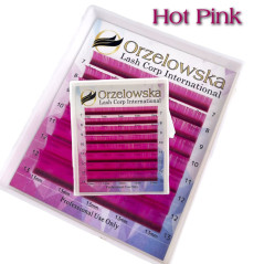 0.07 CC - Roz inchis (hot pink), Extensii gene colorate pastel, cutie cu 8 linii, Orzelowska