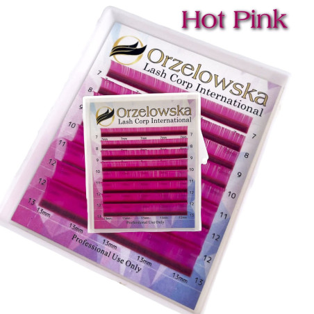 0.07 CC - Roz inchis (hot pink), Extensii gene colorate pastel, cutie cu 8 linii, Orzelowska