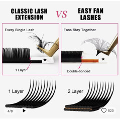 0.07 Easy Fan lashes, Volum, Blossom flower - Albastru & Mov 11-13