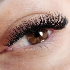 3D W - double tips - PINKY, Curl D : pre-made eyelash extensions, quick volume