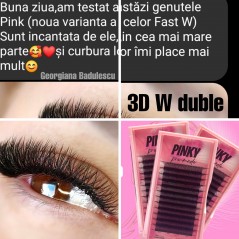 3D W - dublate - PINKY, Curbura D, premade - extensii gene gata facute, volum rapid