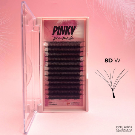 8D W PINKY, Curbura D, premade - extensii gene gata facute, volum rapid