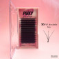 3D W - double tips - PINKY, Curl D : pre-made eyelash extensions, quick volume