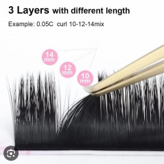 0.07 Easy Fan lashes, Volum, Blossom flower - Albastru & Mov 11-13
