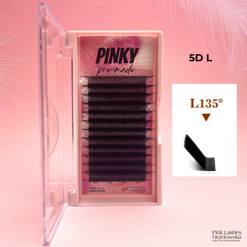 5D W Curbura L ---- PINKY premade - extensii gene gata facute, volum rapid